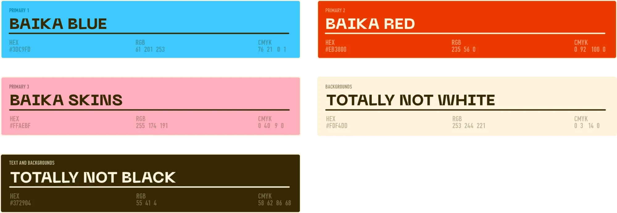 Baika Tour brand colours