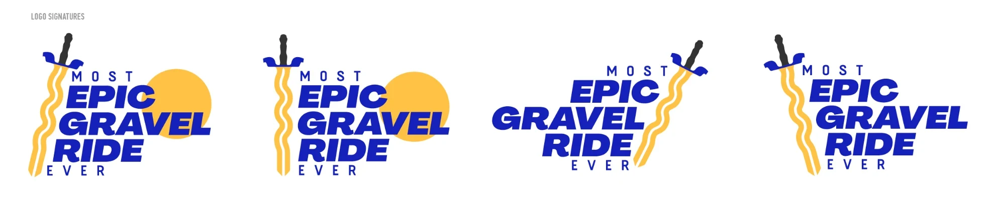 The Most Epic Gravel Ride Ever logo in four versions