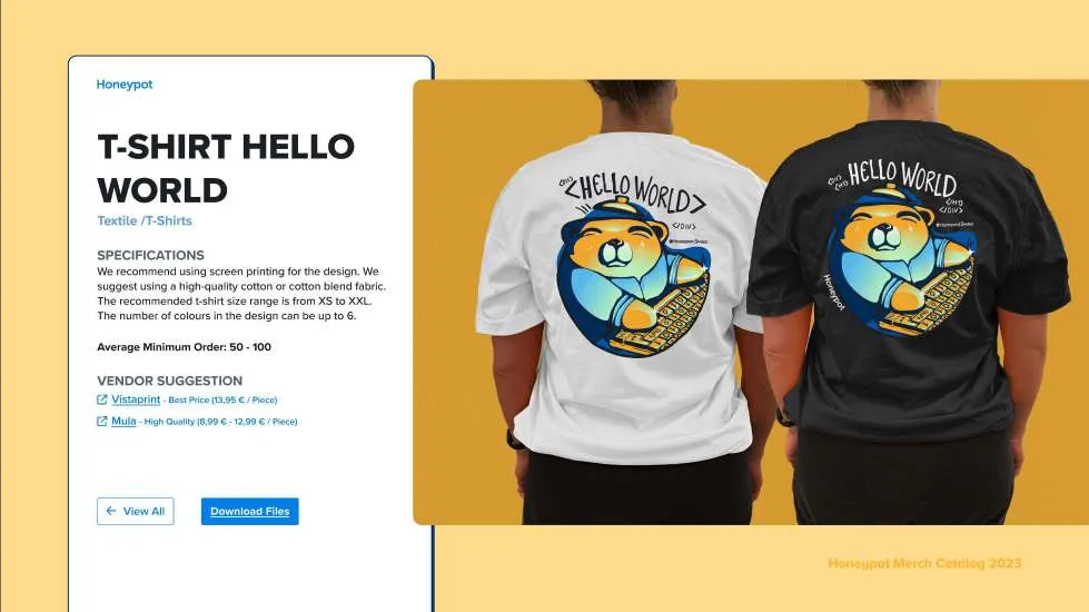 Merch catalogue: t-shirt page