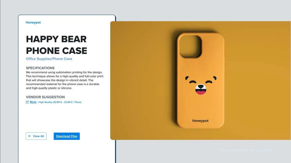Merch catalogue: phone case page