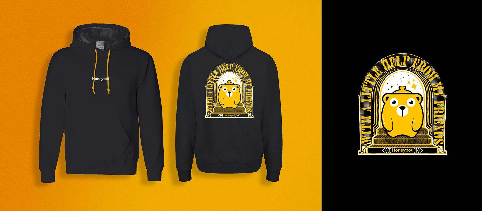Honeypotter hoodie front and back