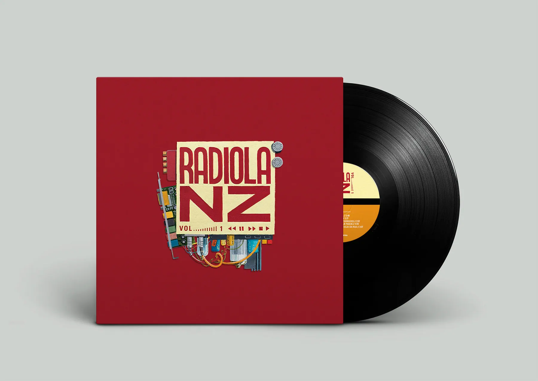 Vinyl layout on red