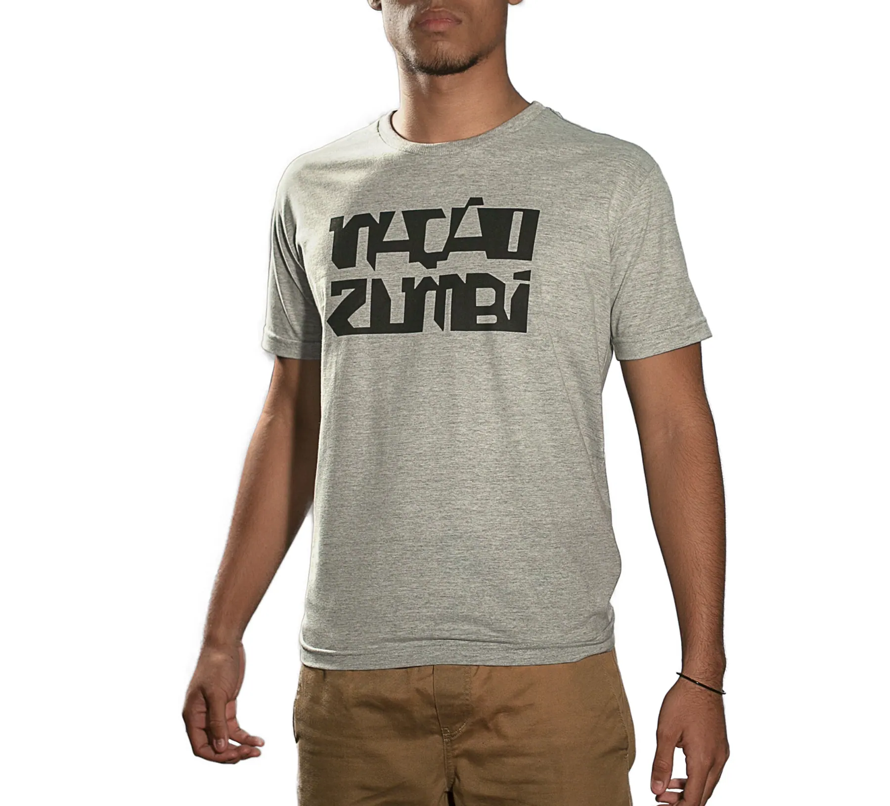 Grey t-shirt with Nação Zumbi lettering