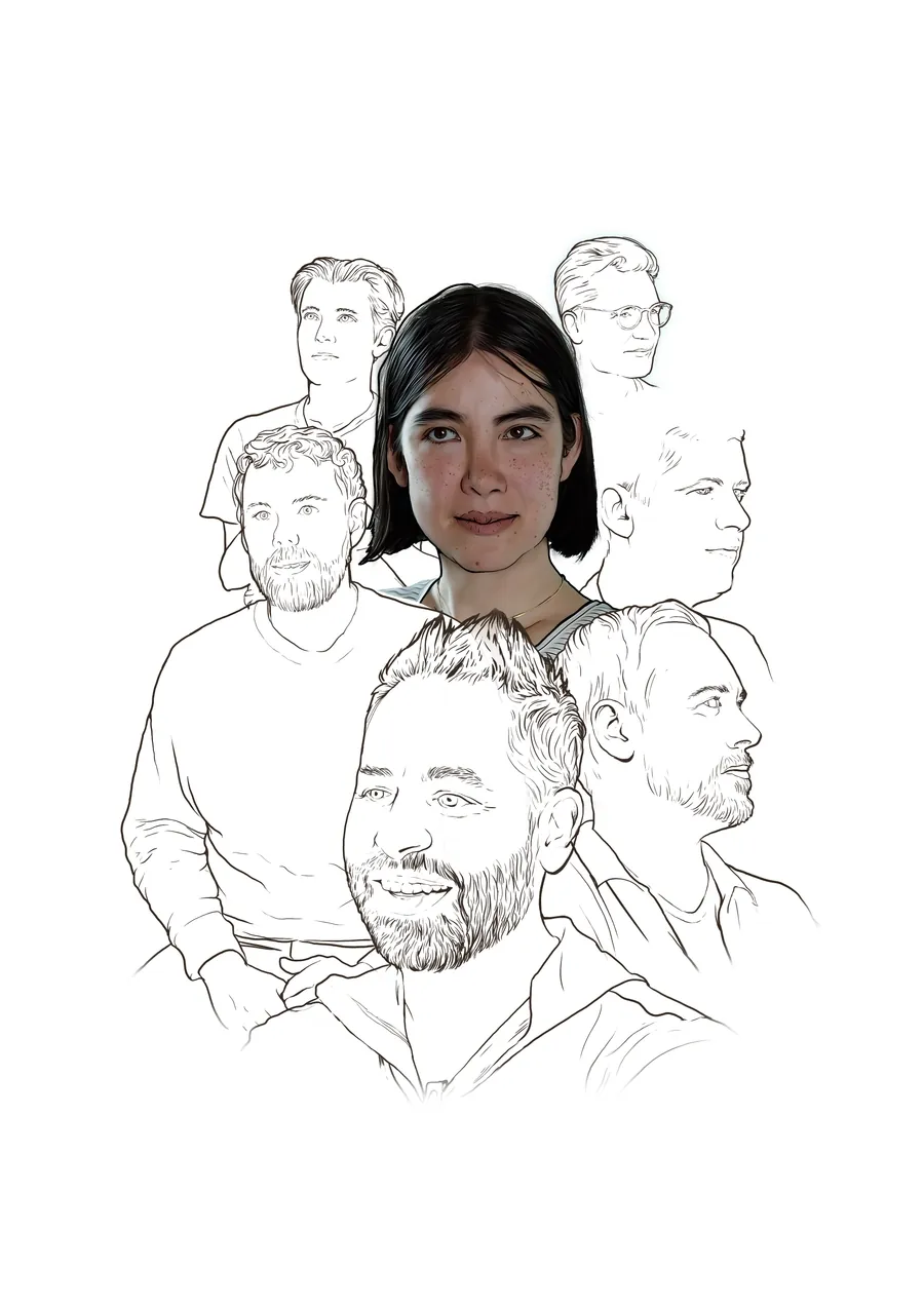 The React poster built step by step: line drawing, paint, light, the React atom, title