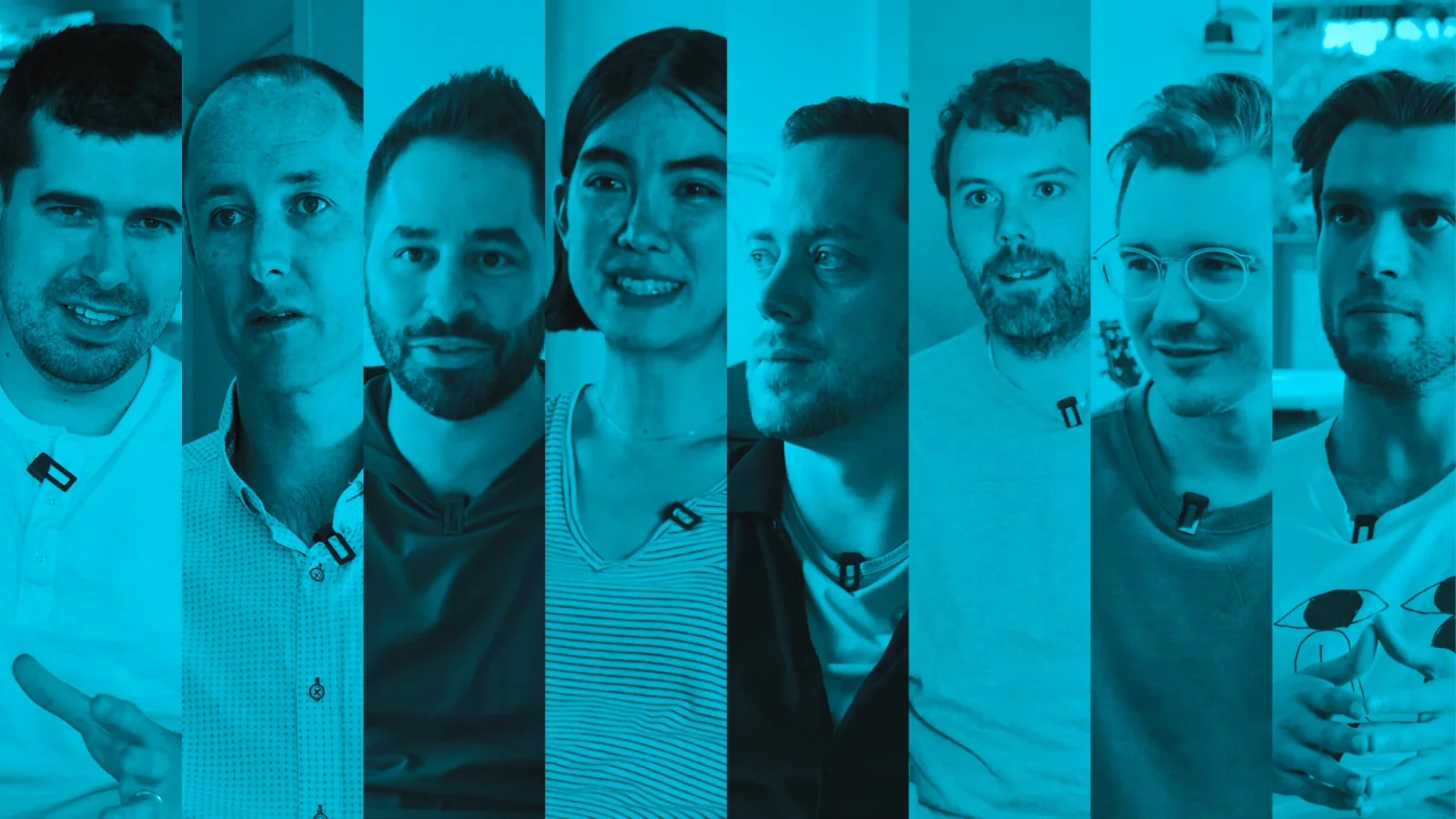 YouTube thumbnail: the cast in blue