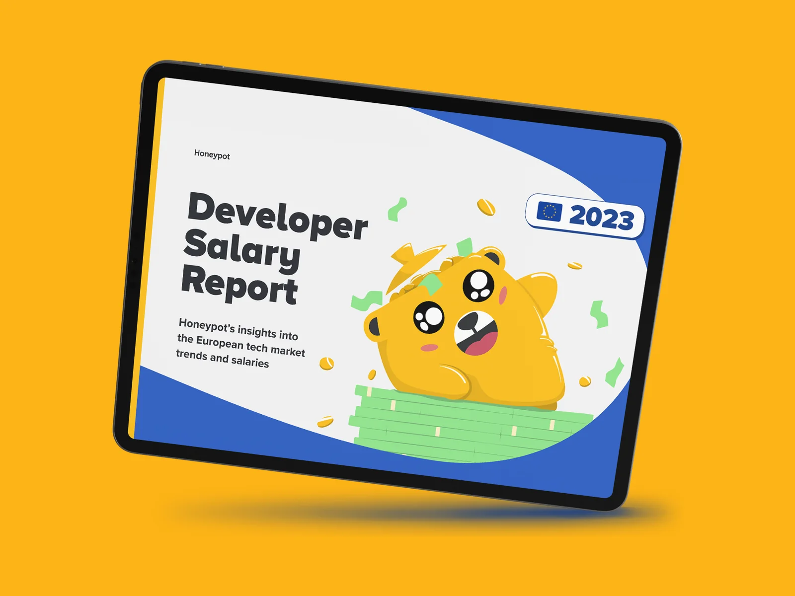 Salary Report 2023 cover on a tablet