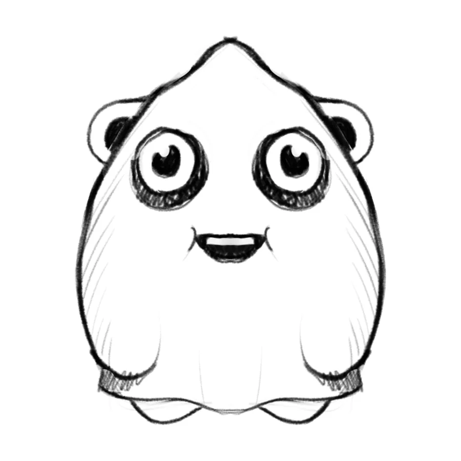 Sketch: a ghost shaped like the Honeypot bear