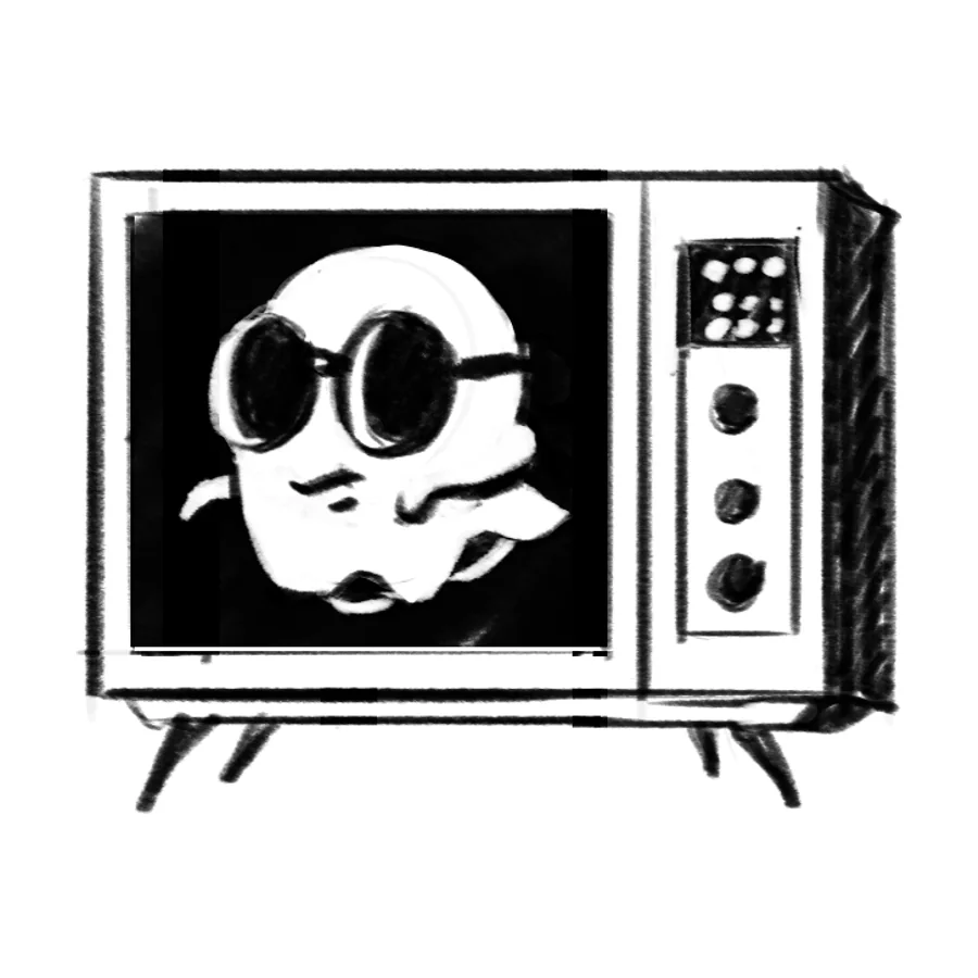 Sketch: a ghost inside a TV set