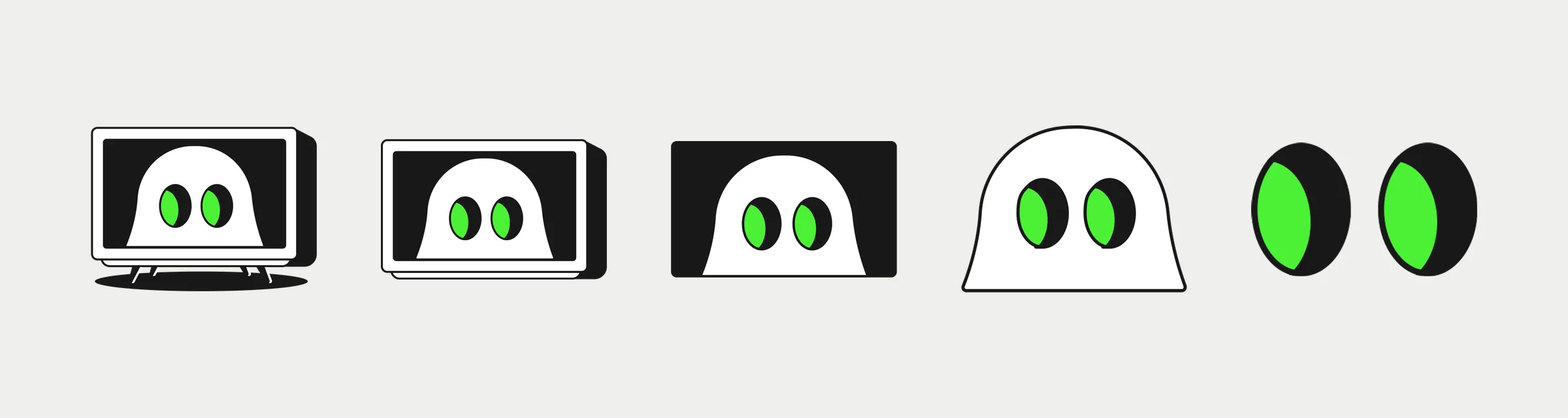The symbol in five steps, from TV set to eyes
