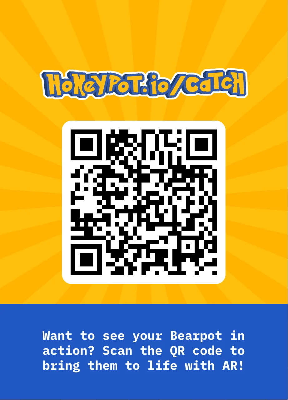 Card back: QR code to bring the bear to life in AR