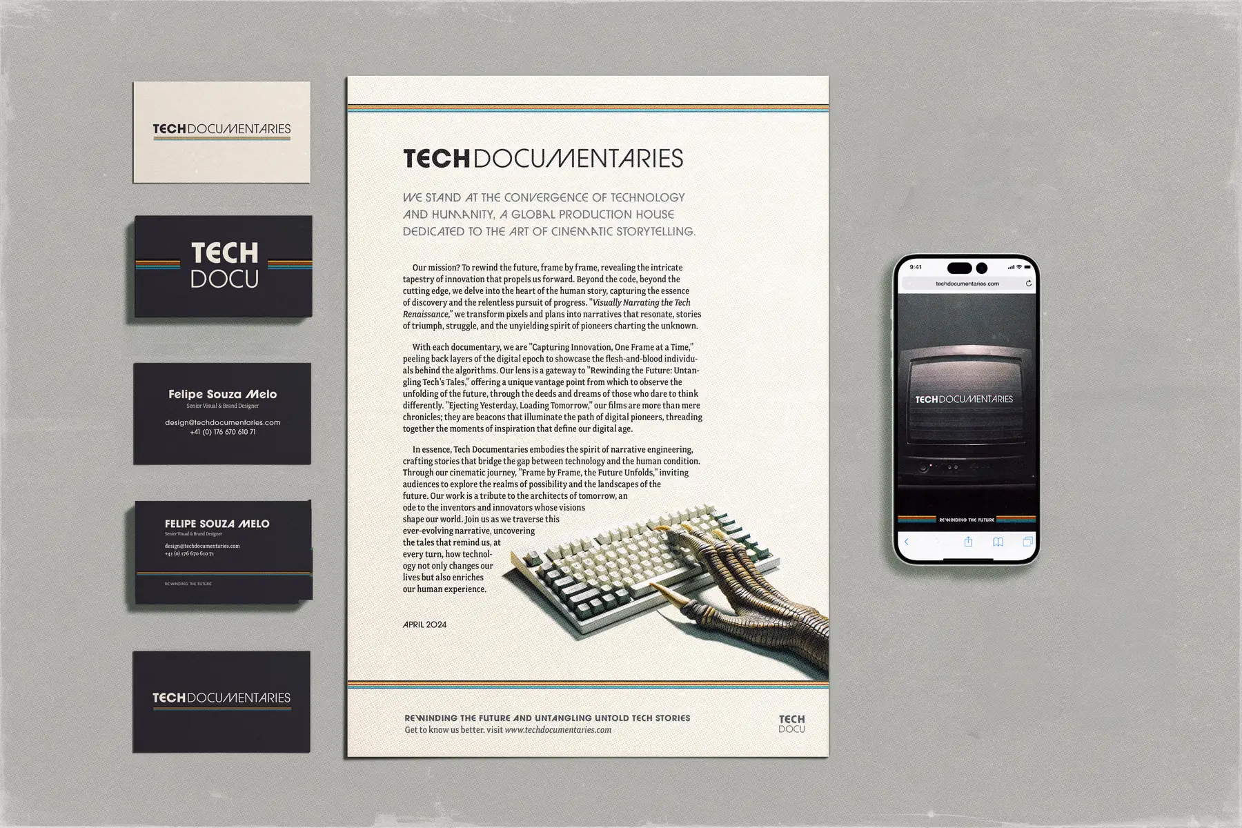 Letterhead with the manifesto and business cards